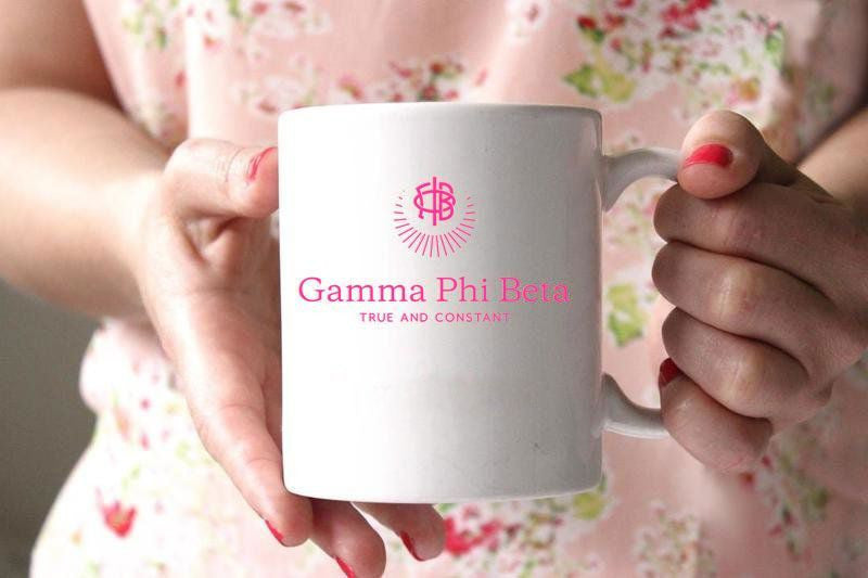 Gamma Phi Beta White Mascot Coffee Mug Personalized! Gamma Phi Beta White Mascot Coffee Mug - Personalized!