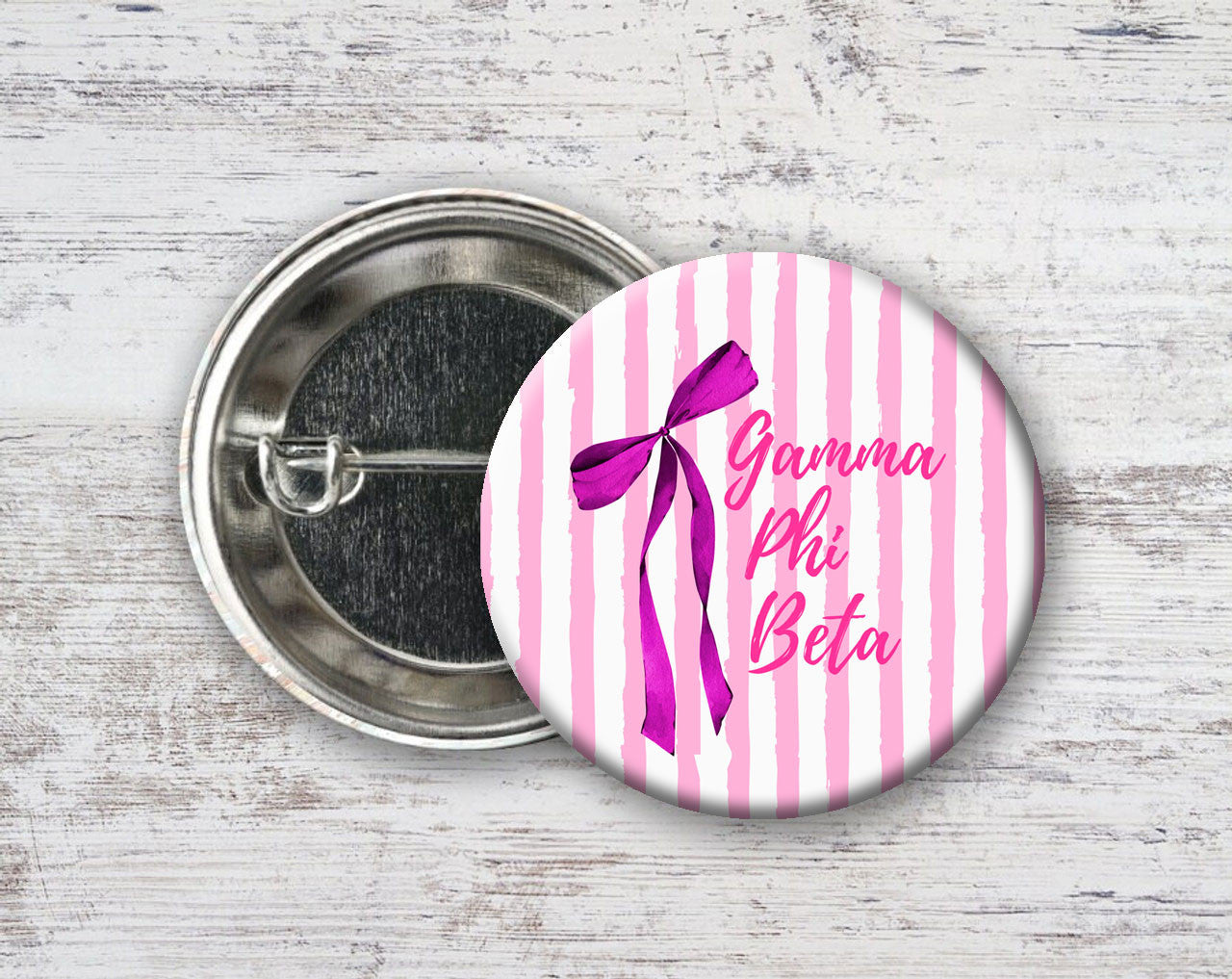 Gamma Phi Beta Stripes & Bows Pin Buttons Gamma Phi Beta Stripes & Bows Pin Buttons