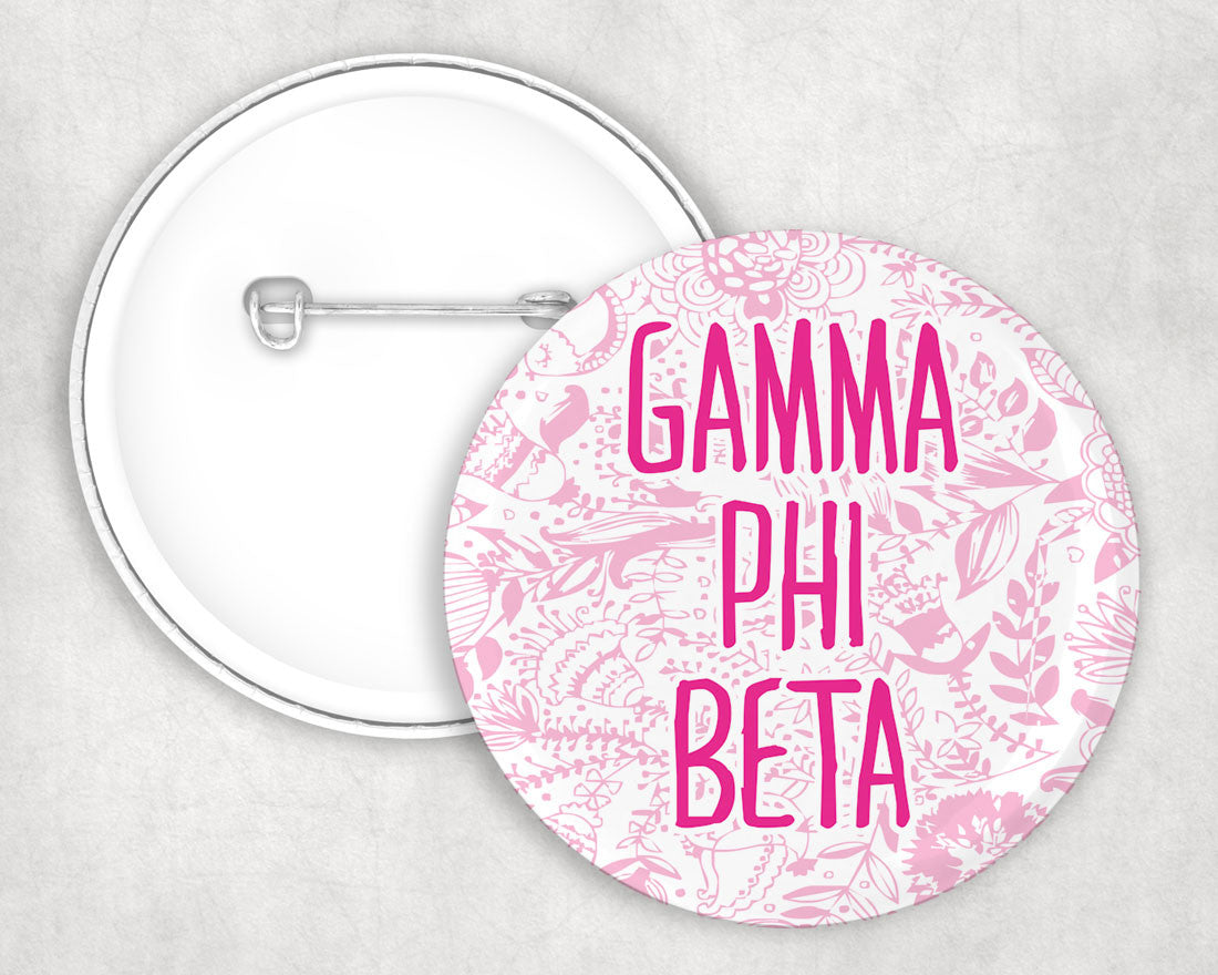 Gamma Phi Beta Floral Text Pin Buttons Gamma Phi Beta floral-text Pin Buttons