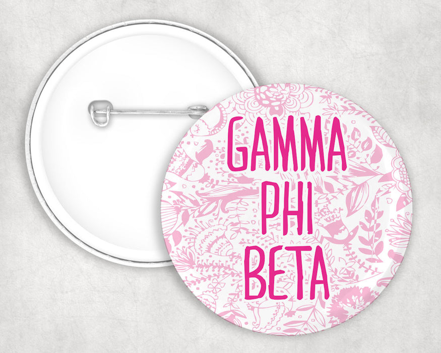 Gamma Phi Beta Floral Text Pin Buttons Gamma Phi Beta floral-text Pin Buttons