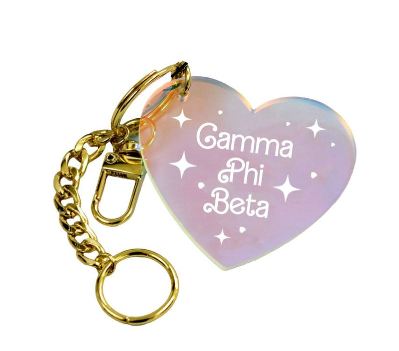 Gamma Phi Beta Iridescent Heart Keychain Gamma Phi Beta Iridescent Heart Keychain