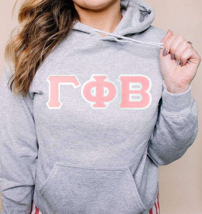 Discount Gamma Phi Beta Lettered Hooded Sweatshirt Best Value DISCOUNT Gamma Phi Beta Lettered Hooded Sweatshirt - Best Value