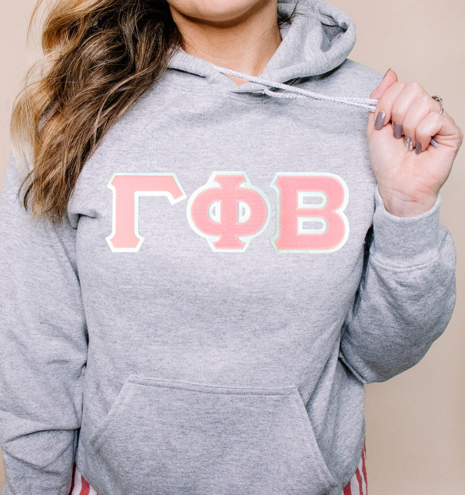 Discount Gamma Phi Beta Lettered Hooded Sweatshirt Best Value DISCOUNT Gamma Phi Beta Lettered Hooded Sweatshirt - Best Value