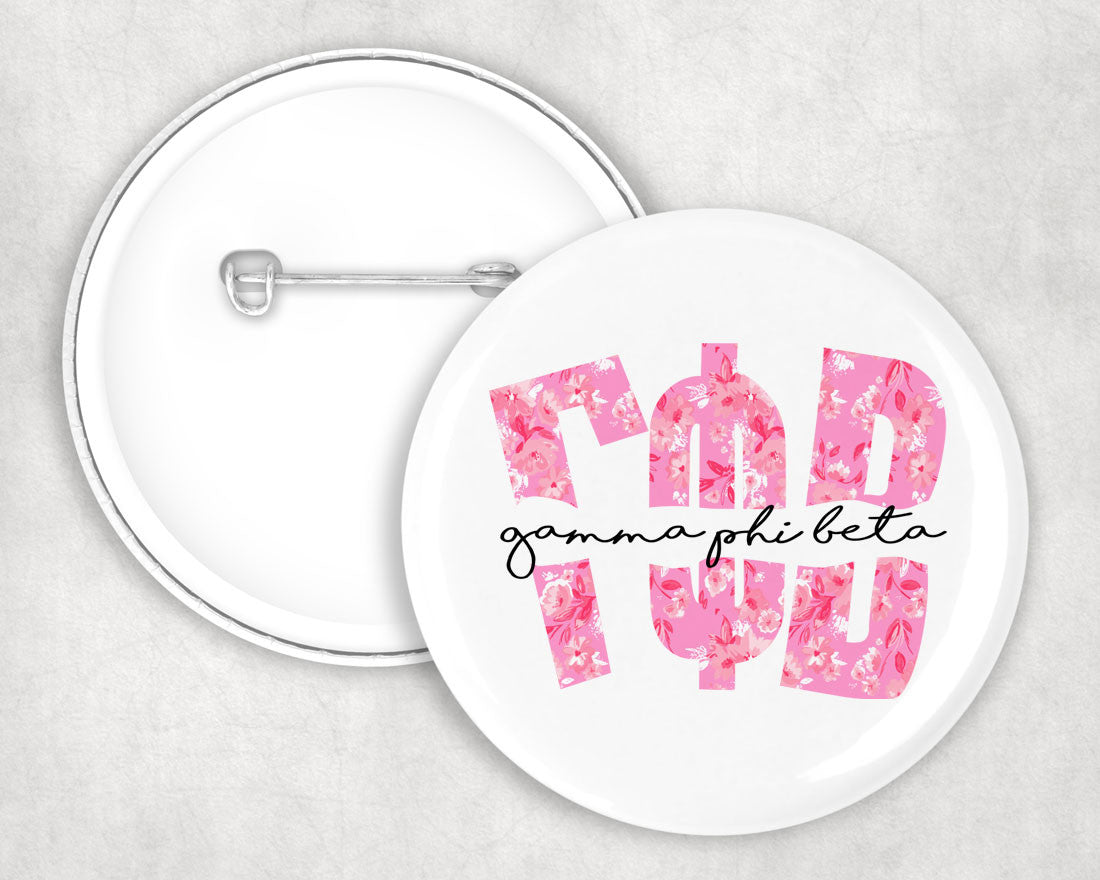 Gamma Phi Beta Big Floral Pin Buttons Gamma Phi Beta Big Floral Pin Buttons