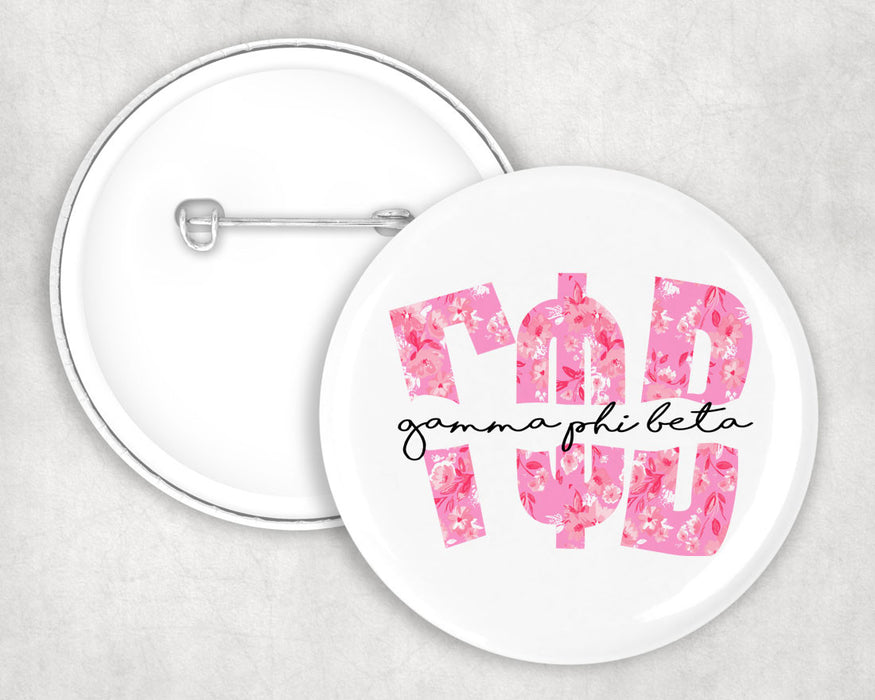 Gamma Phi Beta Big Floral Pin Buttons Gamma Phi Beta Big Floral Pin Buttons