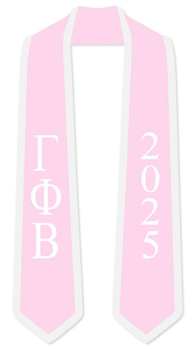 Discount Gamma Phi Beta Greek 2 Tone Lettered Graduation Sash Stole W/ Year DISCOUNT-Gamma Phi Beta Greek 2 Tone Lettered Graduation Sash Stole w/ Year