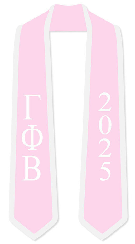 Gamma Phi Beta DISCOUNT-Gamma Phi Beta Greek 2 Tone Lettered Graduation Sash Stole w/ Year