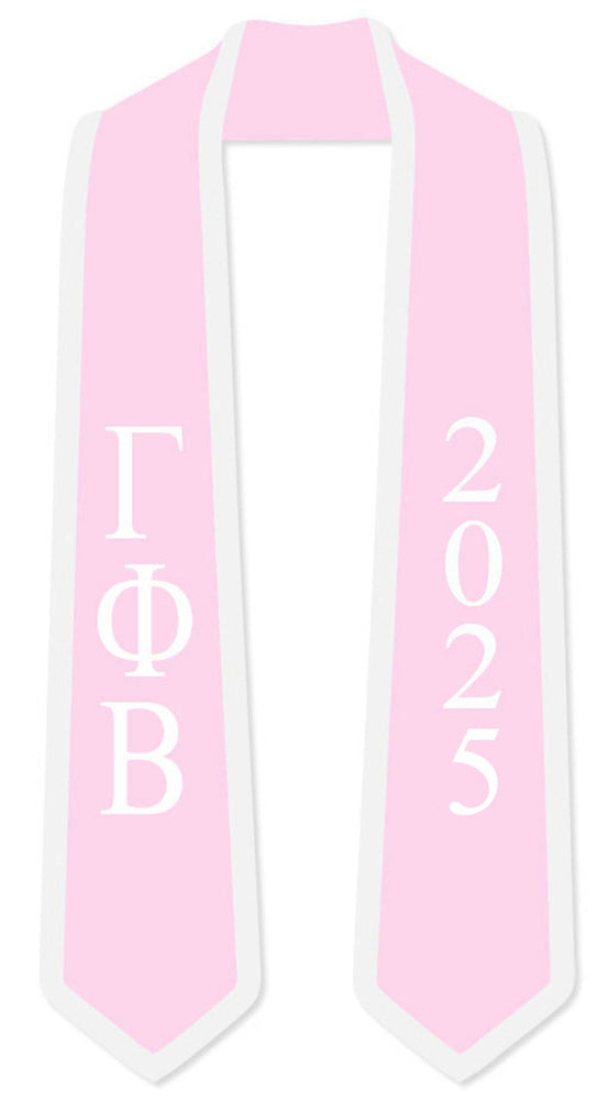 Discount Gamma Phi Beta Greek 2 Tone Lettered Graduation Sash Stole W/ Year DISCOUNT-Gamma Phi Beta Greek 2 Tone Lettered Graduation Sash Stole w/ Year