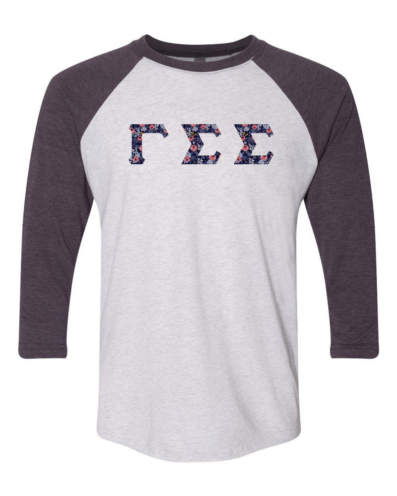 Gamma Sigma Sigma Unisex Tri Blend Three Quarter Sleeve Baseball Raglan Tee Gamma Sigma Sigma Unisex Tri-Blend Three-Quarter Sleeve Baseball Raglan Tee