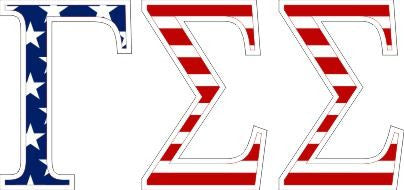 Gamma Sigma Sigma American Flag Greek Letter Sticker 2.5" Tall Gamma Sigma Sigma American Flag Greek Letter Sticker - 2.5