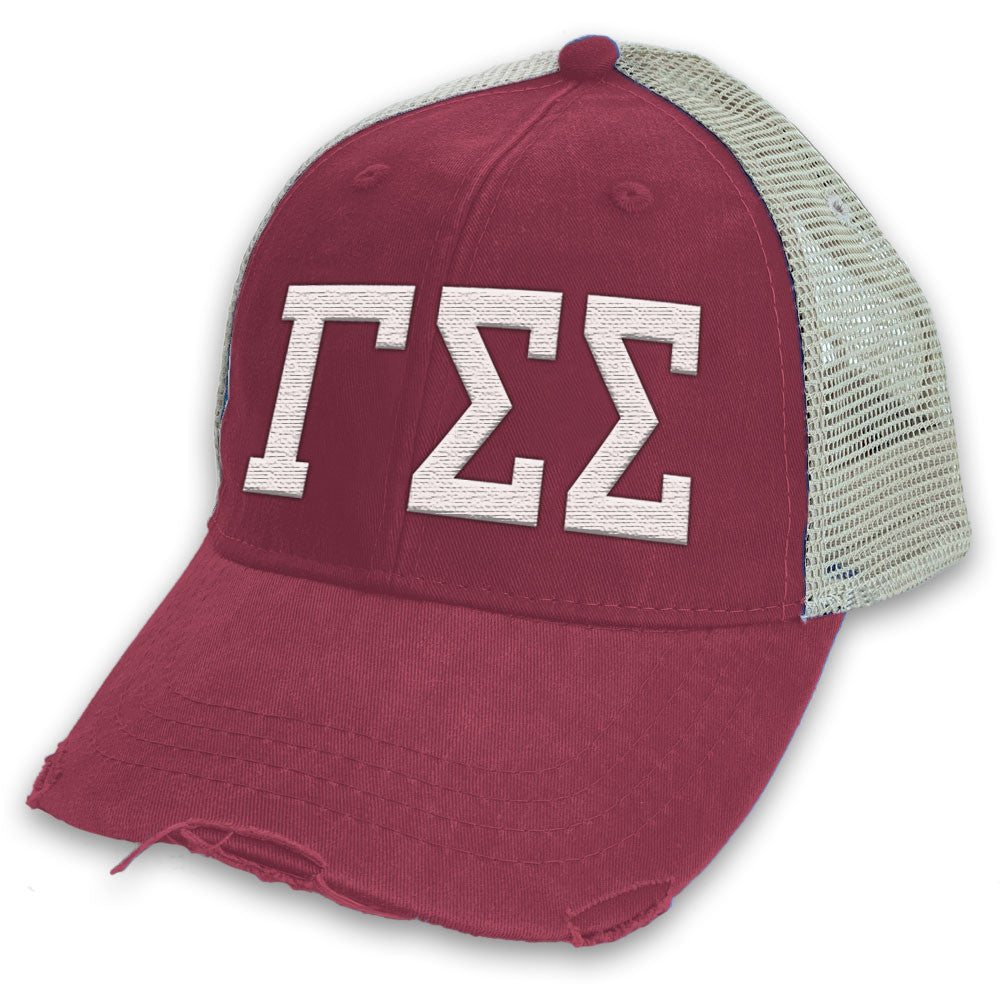Gamma Sigma Sigma Distressed Trucker Hat Gamma Sigma Sigma Distressed Trucker Hat