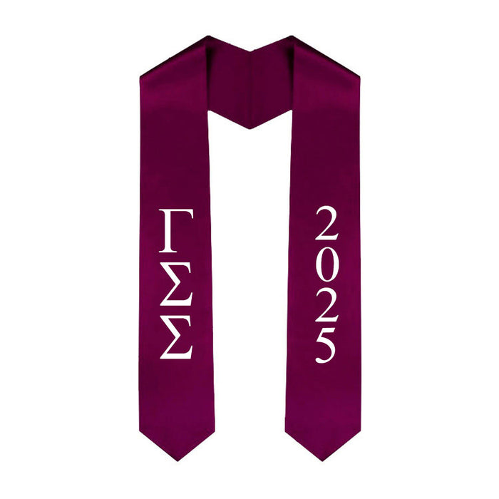 Gamma Sigma Sigma Greek Lettered Graduation Sash Stole With Year Best Value Gamma Sigma Sigma Greek Lettered Graduation Sash Stole With Year - Best Value