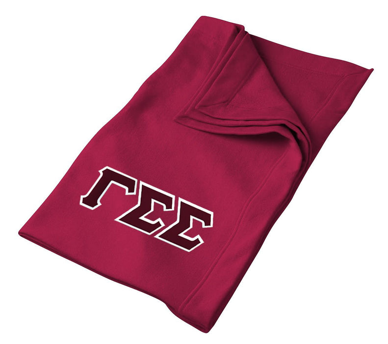 Discount Gamma Sigma Sigma Lettered Twill Sweatshirt Blanket DISCOUNT-Gamma Sigma Sigma Lettered Twill Sweatshirt Blanket