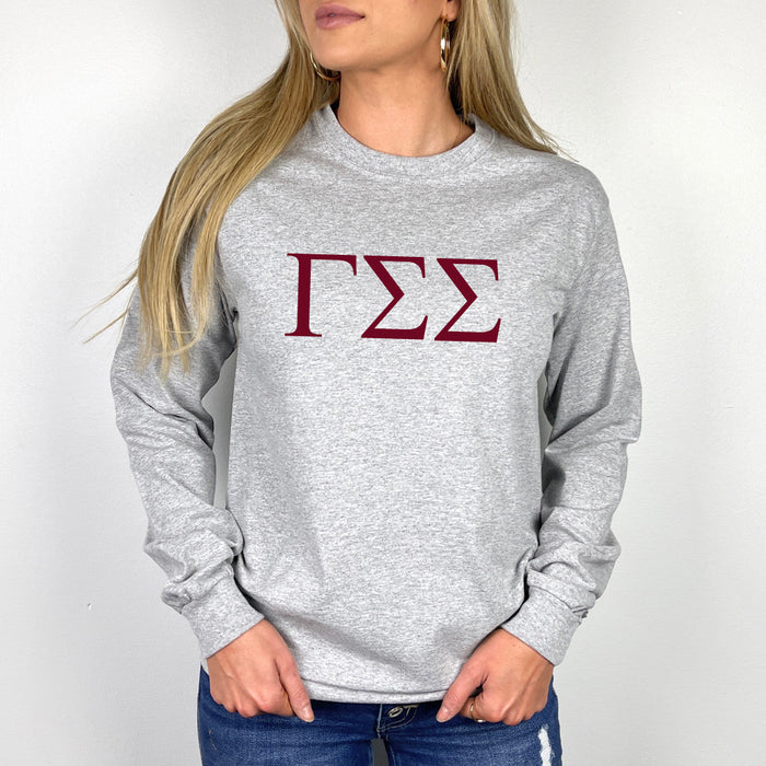 Gamma Sigma Sigma Lettered World Famous Greek Crewneck Gamma Sigma Sigma Lettered World Famous Greek Crewneck