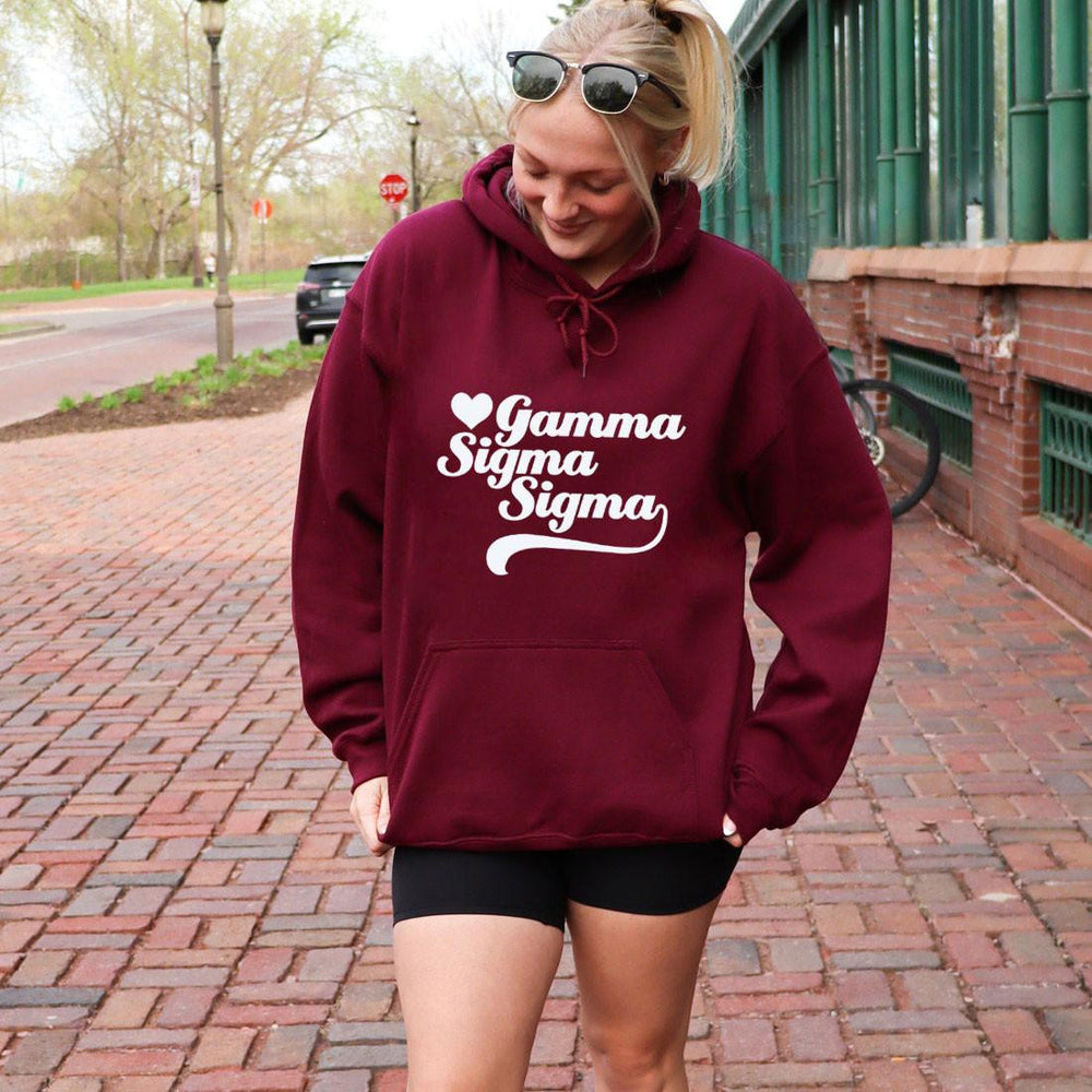 Gamma Sigma Sigma Script Heart Greek Hoodie Gamma Sigma Sigma Script Heart Greek Hoodie