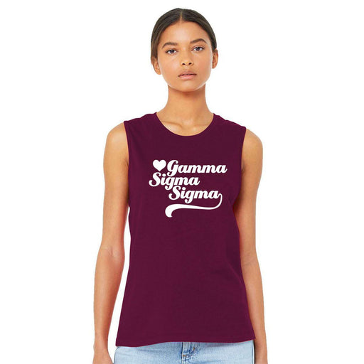 Gamma Sigma Sigma Tail Heart Bella + Canvas Muscle Tank