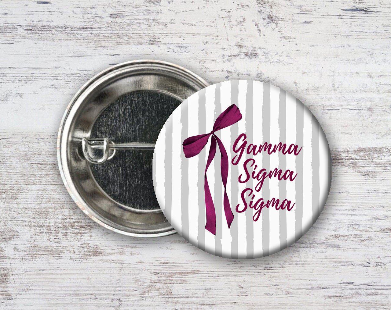 Gamma Sigma Sigma Stripes & Bows Pin Buttons Gamma Sigma Sigma Stripes & Bows Pin Buttons