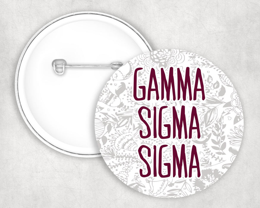 Gamma Sigma Sigma Floral Text Pin Buttons Gamma Sigma Sigma floral-text Pin Buttons