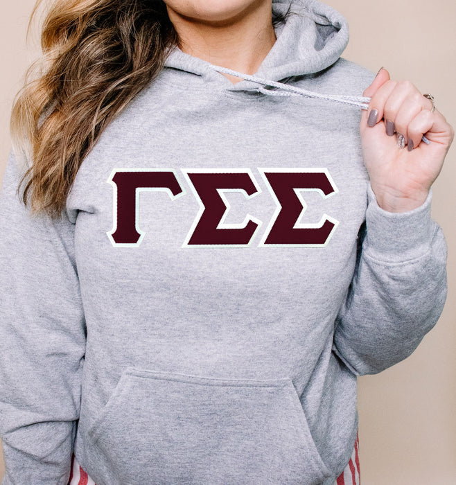 Discount Gamma Sigma Sigma Lettered Hooded Sweatshirt Best Value DISCOUNT Gamma Sigma Sigma Lettered Hooded Sweatshirt - Best Value