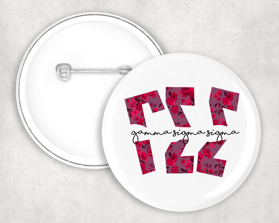 Gamma Sigma Sigma Big Floral Pin Buttons Gamma Sigma Sigma Big Floral Pin Buttons