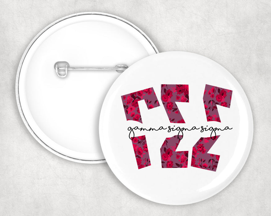 Gamma Sigma Sigma Big Floral Pin Buttons Gamma Sigma Sigma Big Floral Pin Buttons