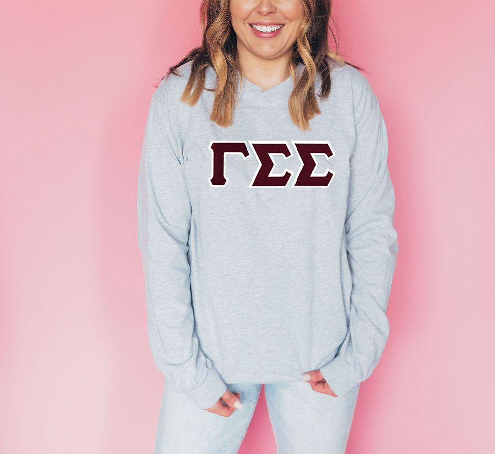 Discount Gamma Sigma Sigma Lettered Long Sleeve Tee DISCOUNT Gamma Sigma Sigma Lettered Long Sleeve Tee