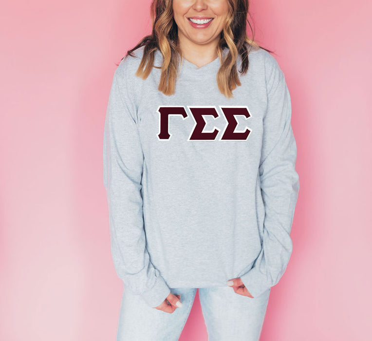 Discount Gamma Sigma Sigma Lettered Long Sleeve Tee DISCOUNT Gamma Sigma Sigma Lettered Long Sleeve Tee