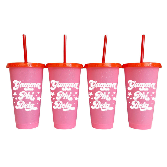 Gamma Phi Beta Glitter Color Changing Cup 4 Pack Gamma Phi Beta Glitter Color Changing Cup 4-Pack