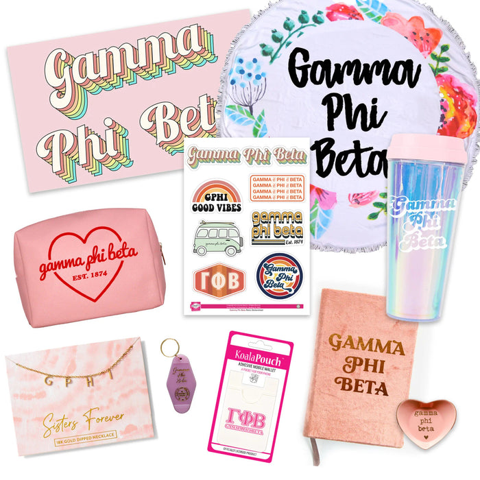 Gamma Phi Beta Celebrate Sisterhood Sorority Gift Box 10 Items! Gamma Phi Beta Celebrate Sisterhood Sorority Gift Box - 10 Items!