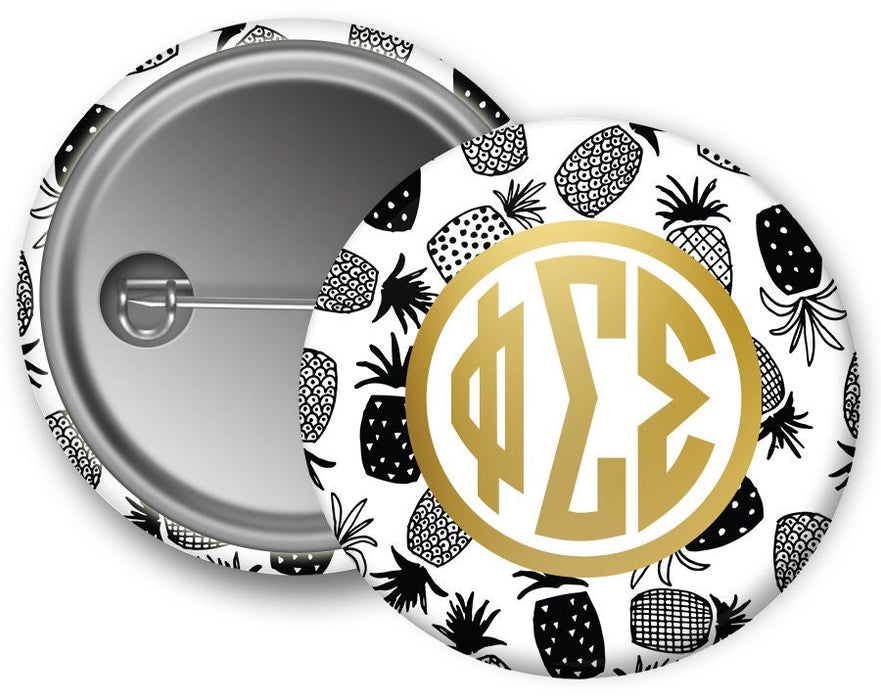 Phisig Phi Sigma Sigma Faux Gold Foil Pineapple Button PhiSig Phi Sigma Sigma Faux Gold Foil Pineapple Button