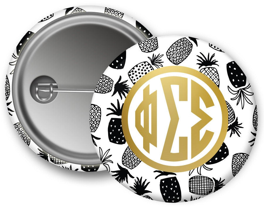 Phisig Phi Sigma Sigma Faux Gold Foil Pineapple Button PhiSig Phi Sigma Sigma Faux Gold Foil Pineapple Button