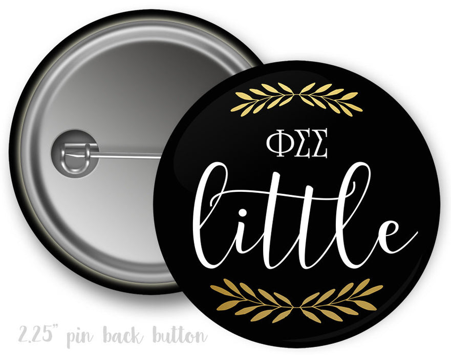 Phisig Phi Sigma Sigma Little Sister Faux Gold Foil And Black Sorority Pinback Button PhiSig Phi Sigma Sigma Little Sister Faux Gold Foil and Black Sorority Pinback  Button
