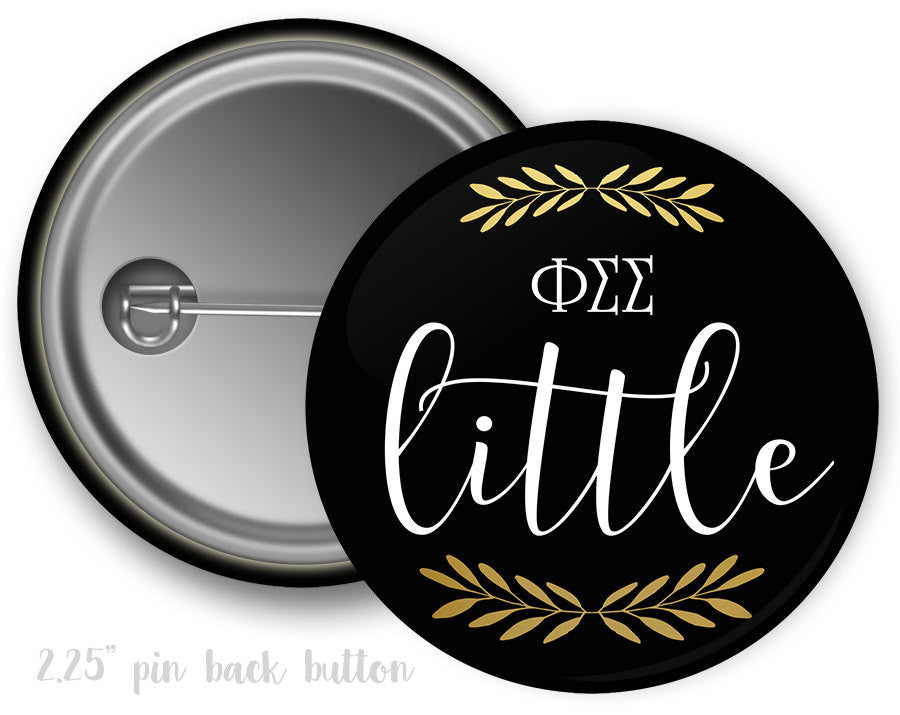 Phisig Phi Sigma Sigma Little Sister Faux Gold Foil And Black Sorority Pinback Button PhiSig Phi Sigma Sigma Little Sister Faux Gold Foil and Black Sorority Pinback  Button