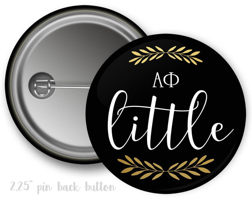 Alpha Phi Little Sister Faux Gold Foil And Black Sorority Pinback Button Alpha Phi Little Sister Faux Gold Foil and Black Sorority Pinback  Button