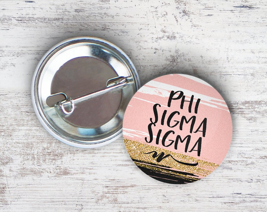 Phisig Phi Sigma Sigma Rose Gold Black Button PhiSig Phi Sigma Sigma Rose Gold Black Button