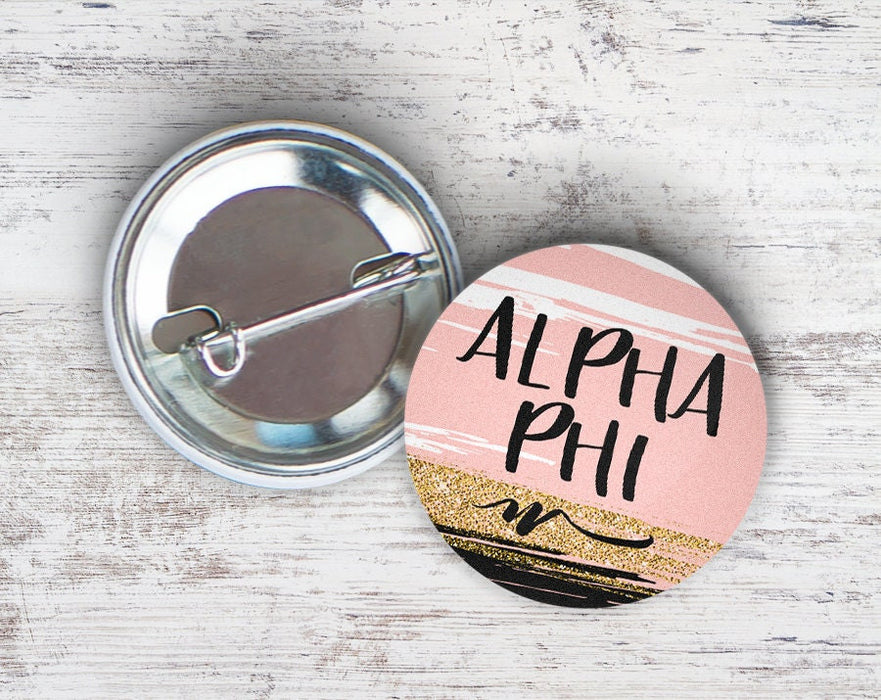 Alpha Phi Rose Gold Black Button Alpha Phi Rose Gold Black Button