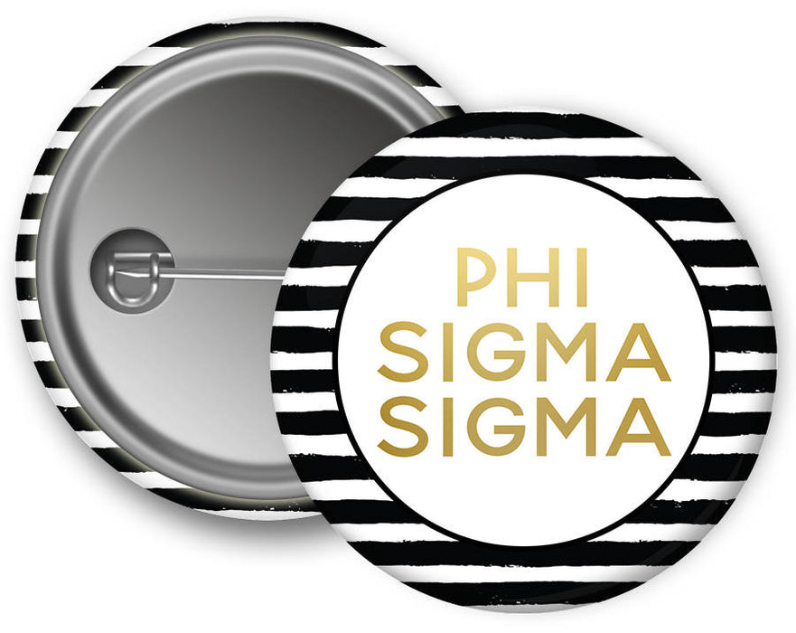 Phisig Phi Sigma Sigma Faux Gold Foil Striped Sorority Pinback Button PhiSig Phi Sigma Sigma Faux Gold Foil Striped Sorority Pinback  Button