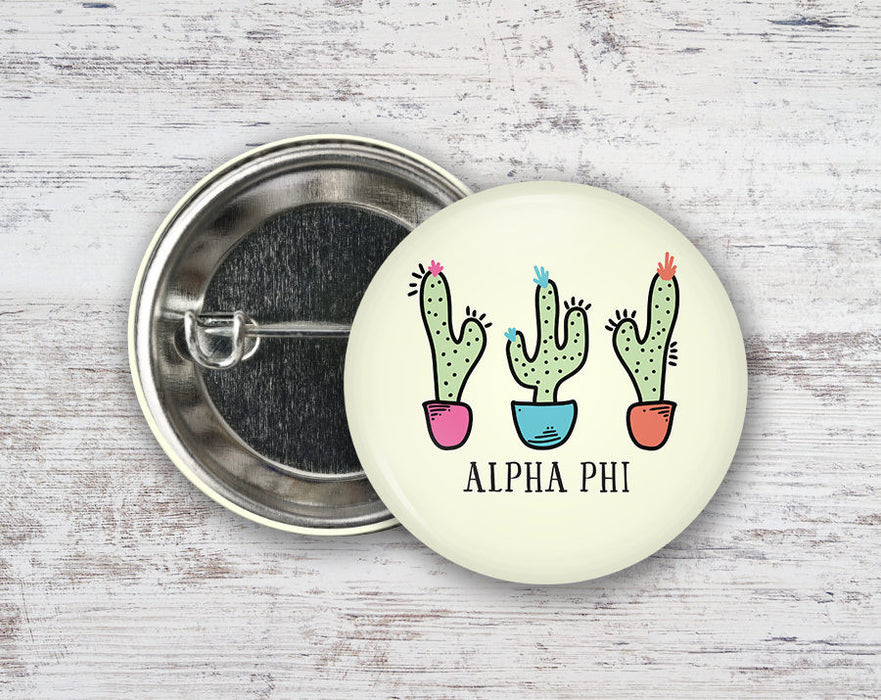 Alpha Phi Cactus Trio Greek Pinback Sorority Button Alpha Phi Cactus Trio  Greek Pinback Sorority  Button