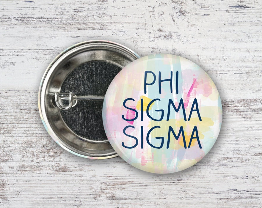 Phisig Phi Sigma Sigma Pastel Watercolor Greek Pinback Sorority Button PhiSig Phi Sigma Sigma Pastel Watercolor  Greek Pinback Sorority  Button