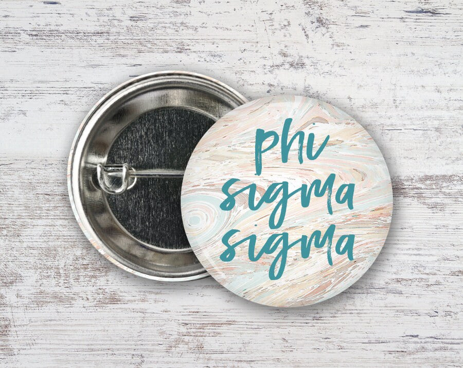 Phisig Phi Sigma Sigma Marble Greek Pinback Sorority Button PhiSig Phi Sigma Sigma Marble  Greek Pinback Sorority  Button
