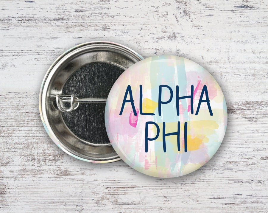 Alpha Phi Pastel Watercolor Greek Pinback Sorority Button Alpha Phi Pastel Watercolor  Greek Pinback Sorority  Button