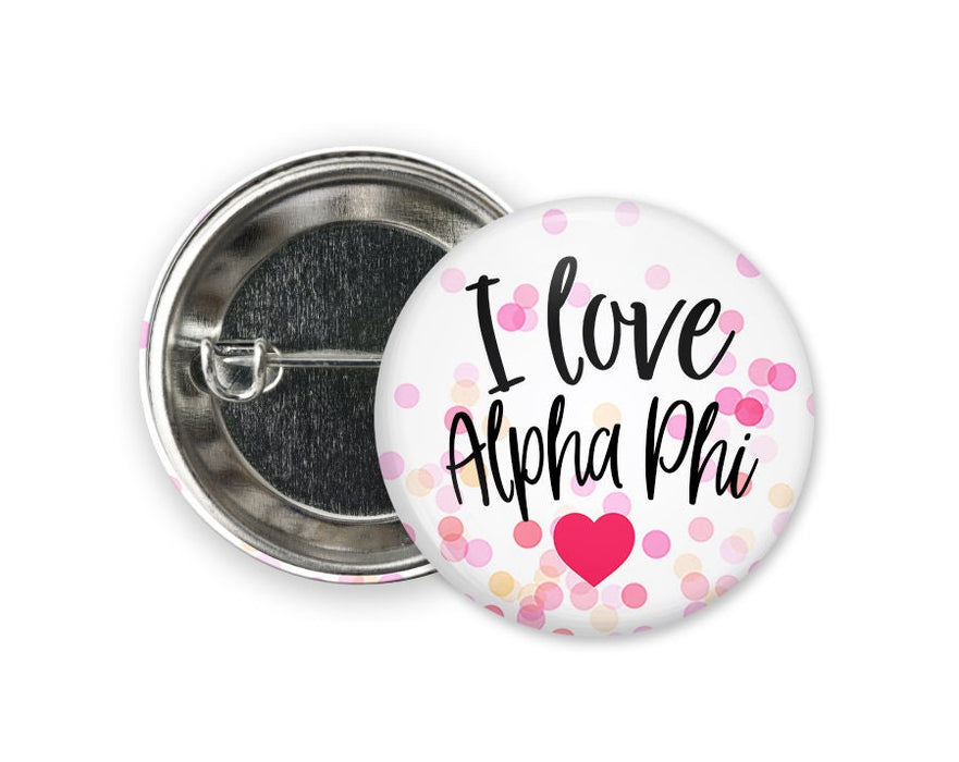 Alpha Phi Love Confetti Button Alpha Phi Love Confetti Button