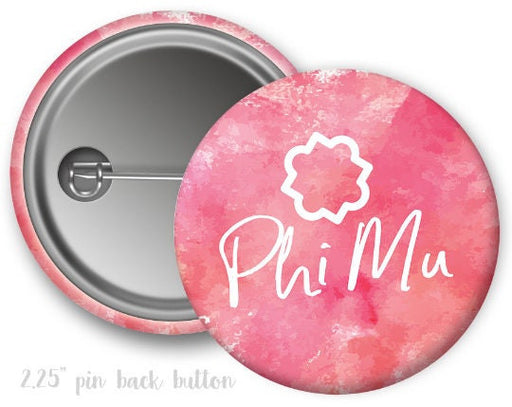 Phi Mu Phi Mu Quatrefoil Watercolor Button