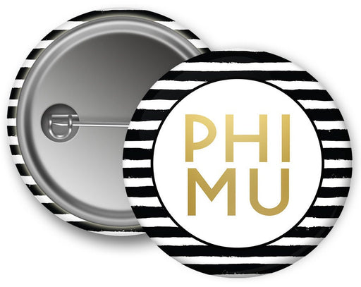 Phi Mu Phi Mu Faux Gold Foil Striped  Button