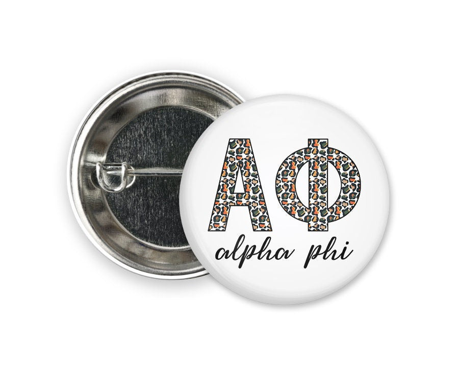 Alpha Phi Leopard Greek Pinback Sorority Button Alpha Phi Leopard  Greek Pinback Sorority  Button