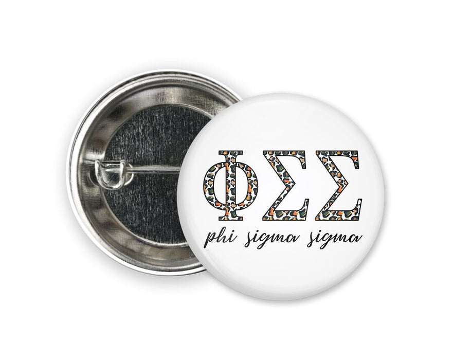 Sigma Leopard PhiSig Phi Sigma Sigma Leopard Single Sorority Pinback Button — GreekU