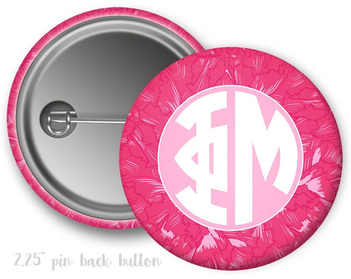 Phi Mu Phi Mu Floral Monogram Button