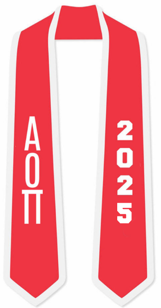 Alpha Omicron Pi DISCOUNT-Alpha Omicron Pi Greek 2 Tone Lettered Graduation Sash Stole w/ Year