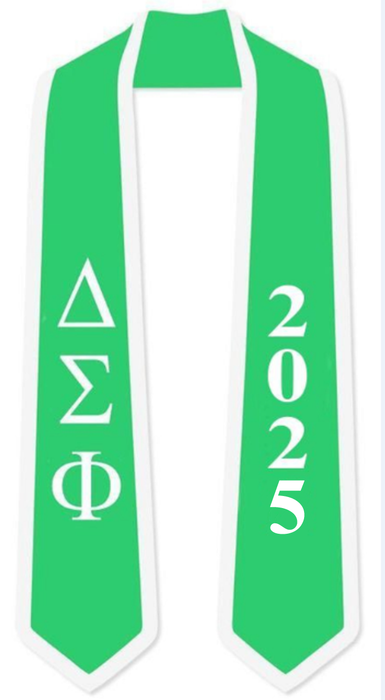 Discount Delta Sigma Phi Greek 2 Tone Lettered Graduation Sash Stole W/ Year DISCOUNT-Delta Sigma Phi Greek 2 Tone Lettered Graduation Sash Stole w/ Year