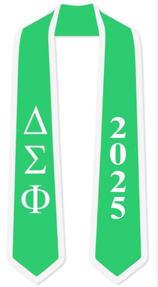 Discount Delta Sigma Phi Greek 2 Tone Lettered Graduation Sash Stole W/ Year DISCOUNT-Delta Sigma Phi Greek 2 Tone Lettered Graduation Sash Stole w/ Year